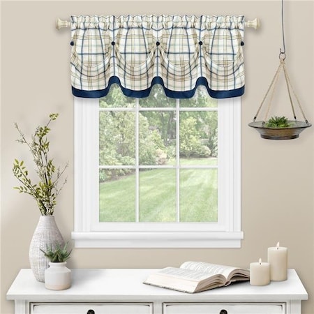 Achim Importing Achim TTVL14NY12 Tattersall Tuck Valance with Buttons - 58 x 14 in. - Navy TTVL14NY12